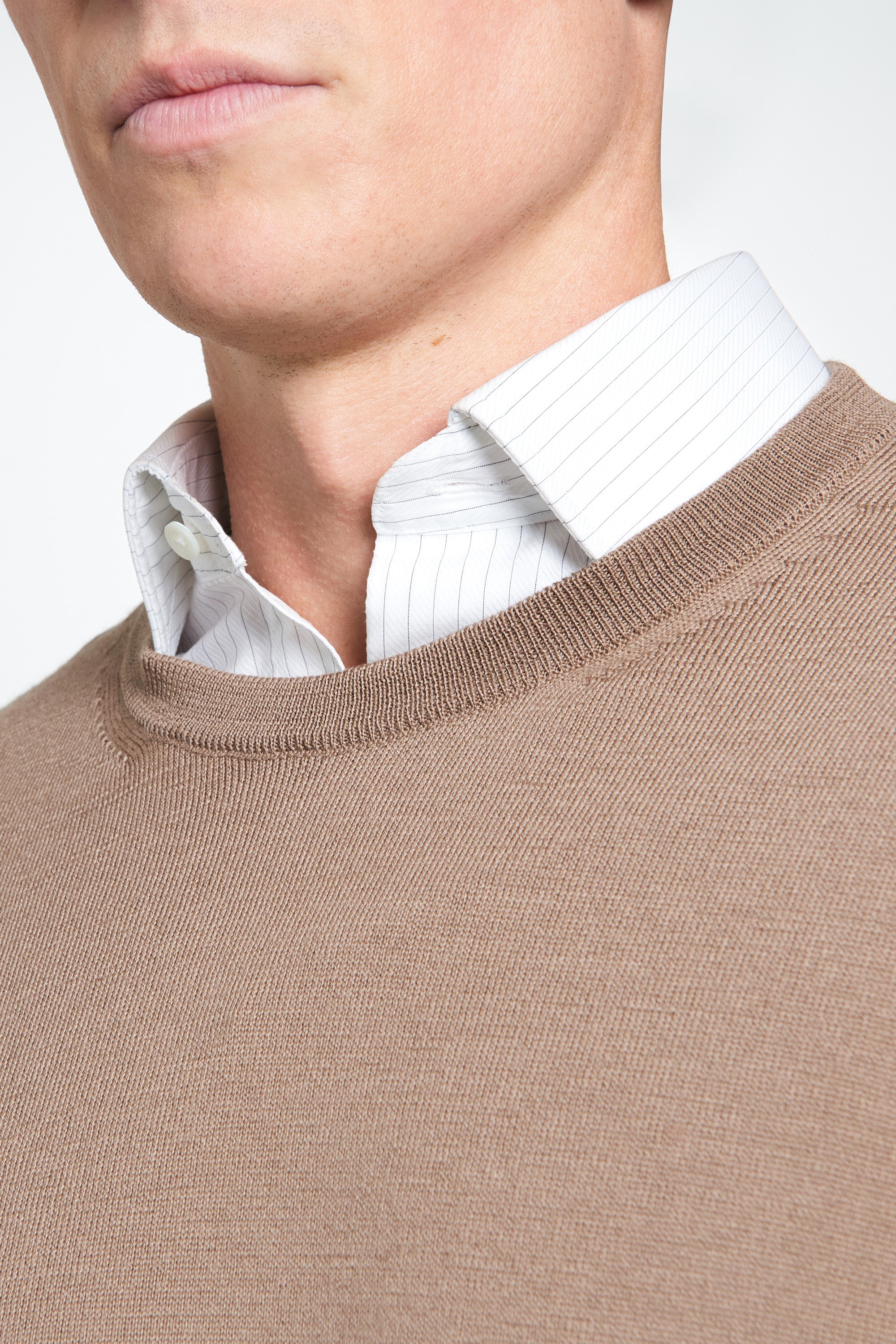 Camel Merino Wool Crew Neck Sweater