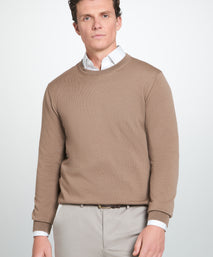 Camel Merino Wool Crew Neck Sweater