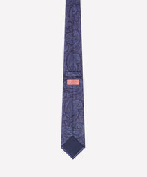 Navy & Blue Contrast Paisley Silk Tie