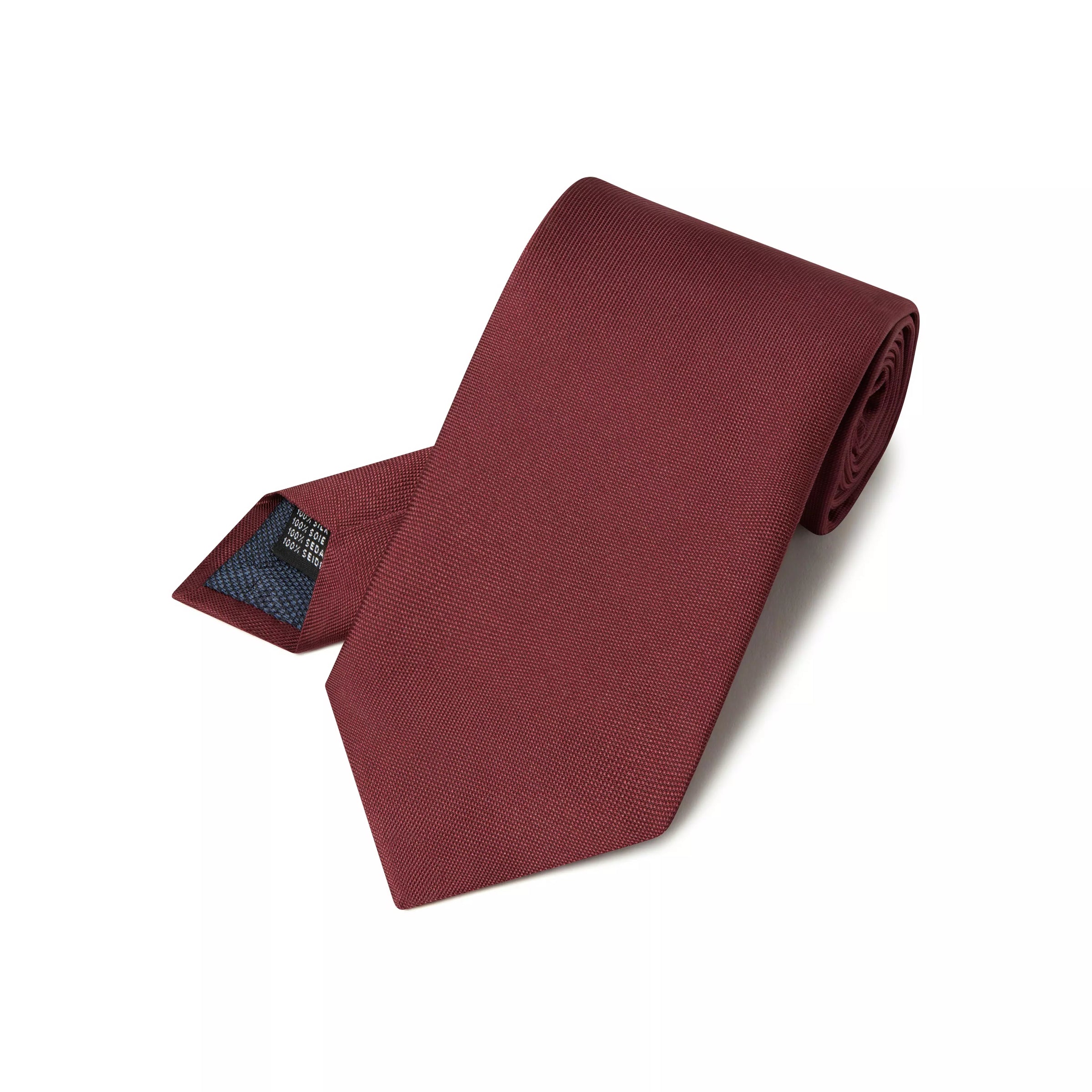 Burgundy Red Plain Woven Silk Tie