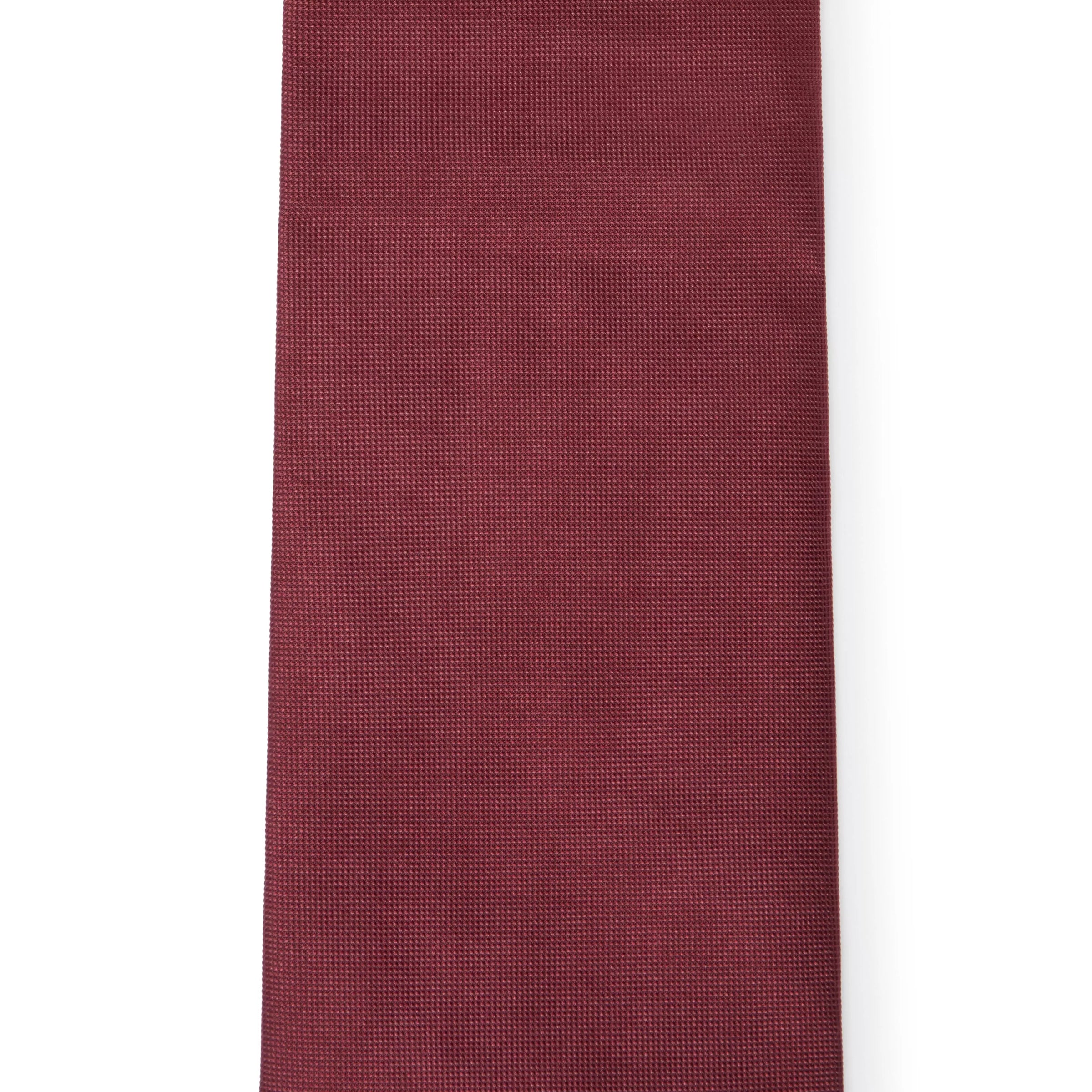 Burgundy Red Plain Woven Silk Tie