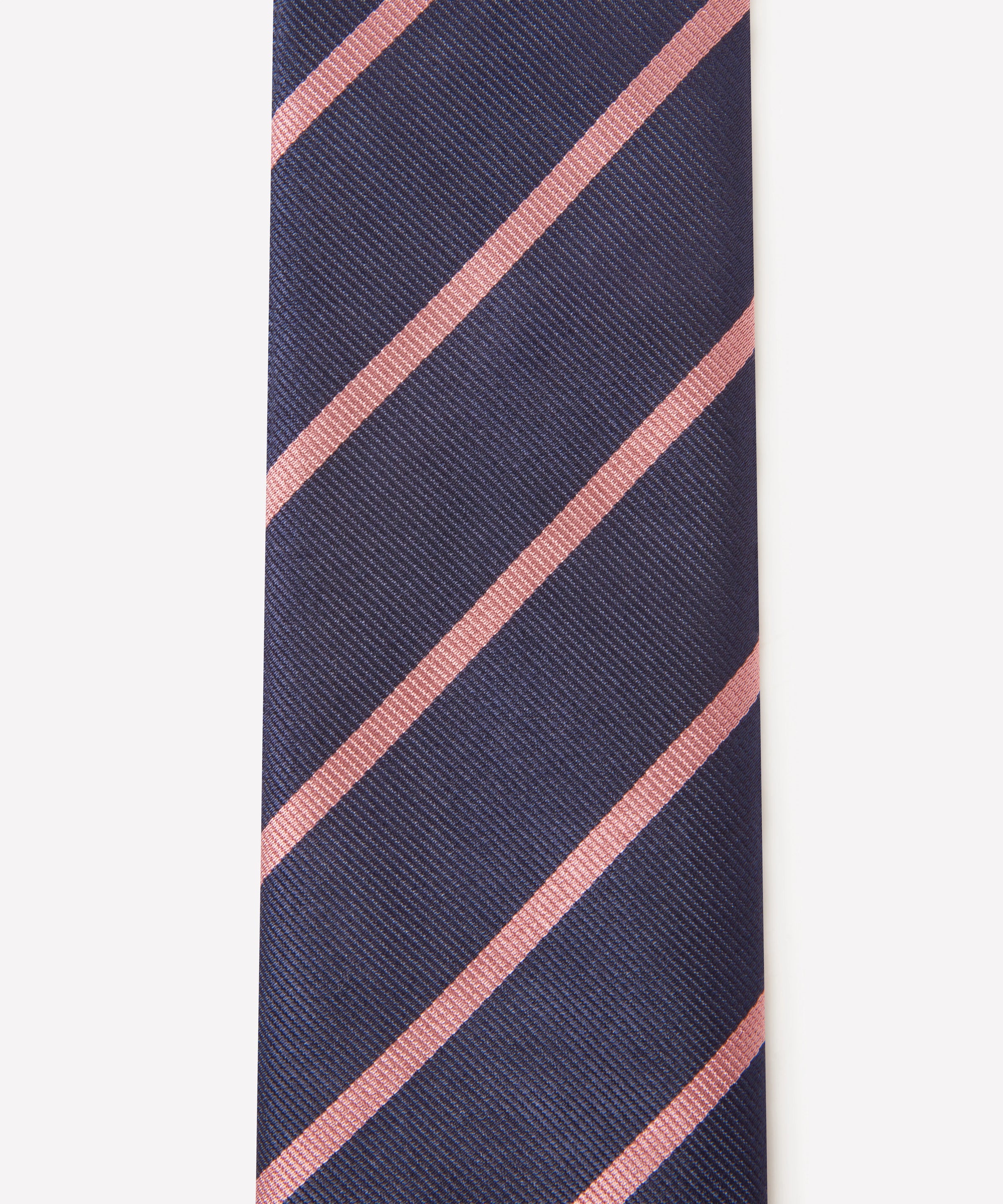 Navy & Pink Single Stripe Silk Woven Tie