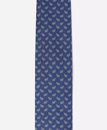 Navy & Blue Small Paisley Motif Silk Printed Tie