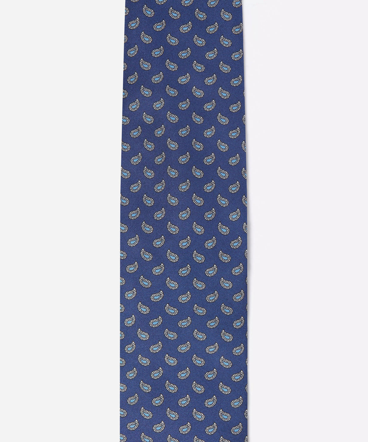 Navy & Blue Small Paisley Motif Silk Printed Tie