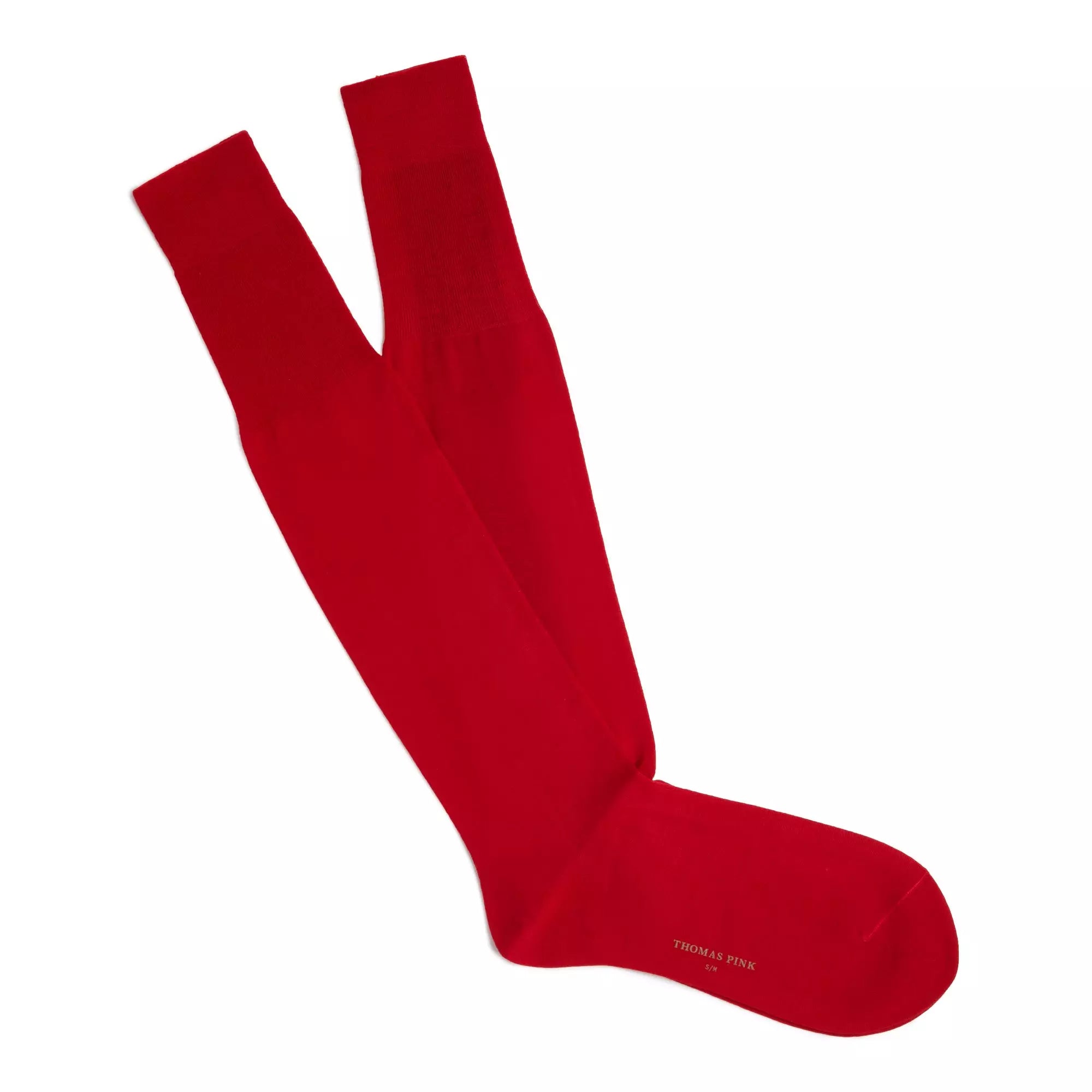 Red Long Fine Merino Wool Socks