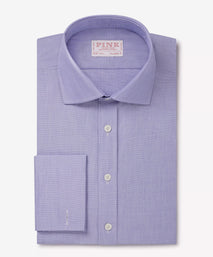 Blue Tailored Fit Double Cuff End on End Formal Shirt