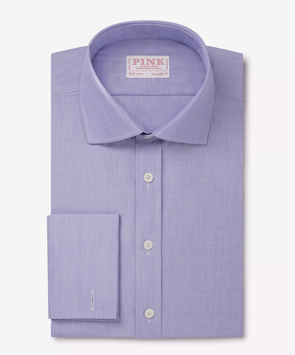 Blue Tailored Fit Double Cuff End on End Formal Shirt