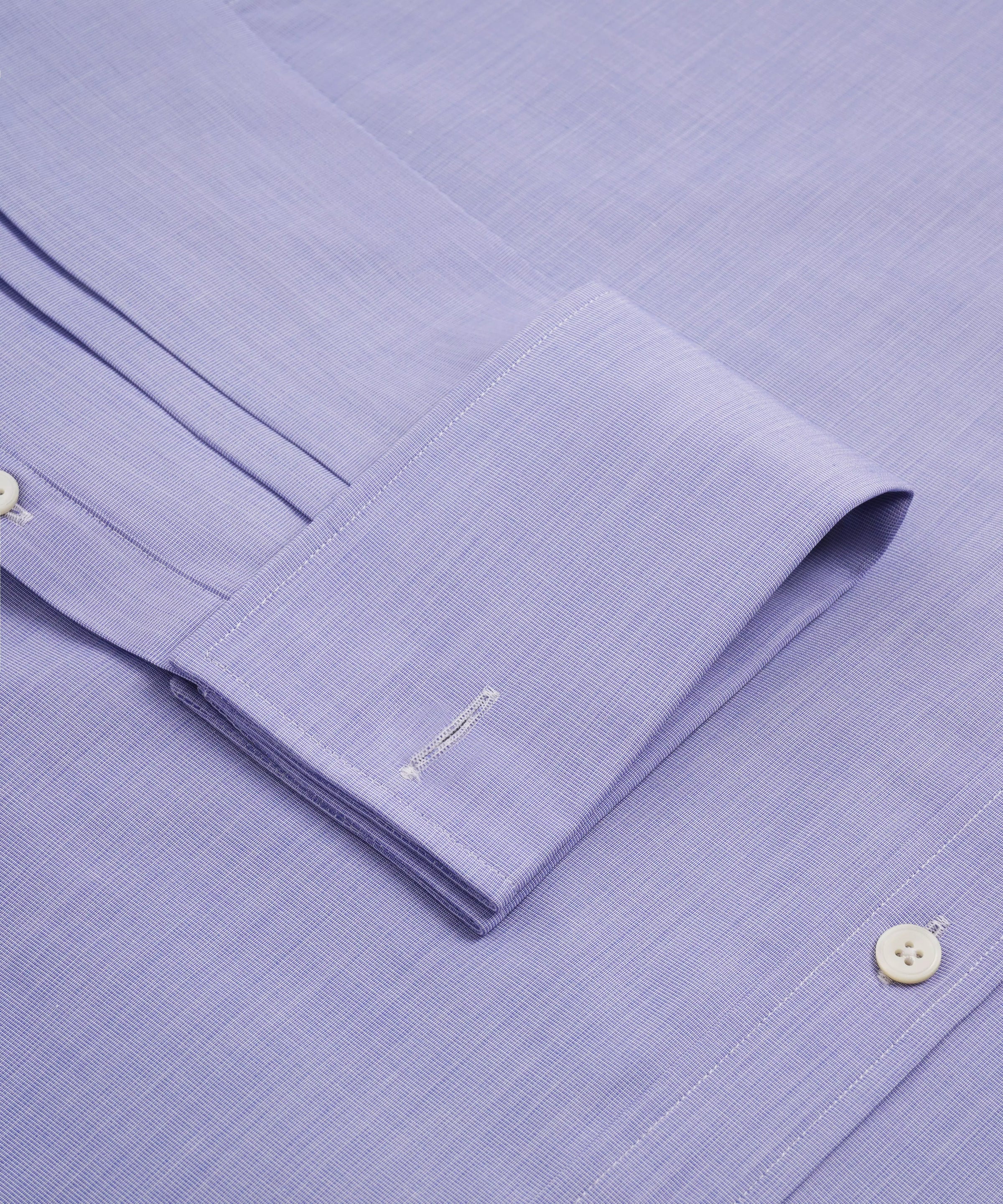 Blue Tailored Fit Double Cuff End on End Formal Shirt