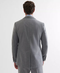 Grey Tailored Fit Merino Wool Unstructured Jacket