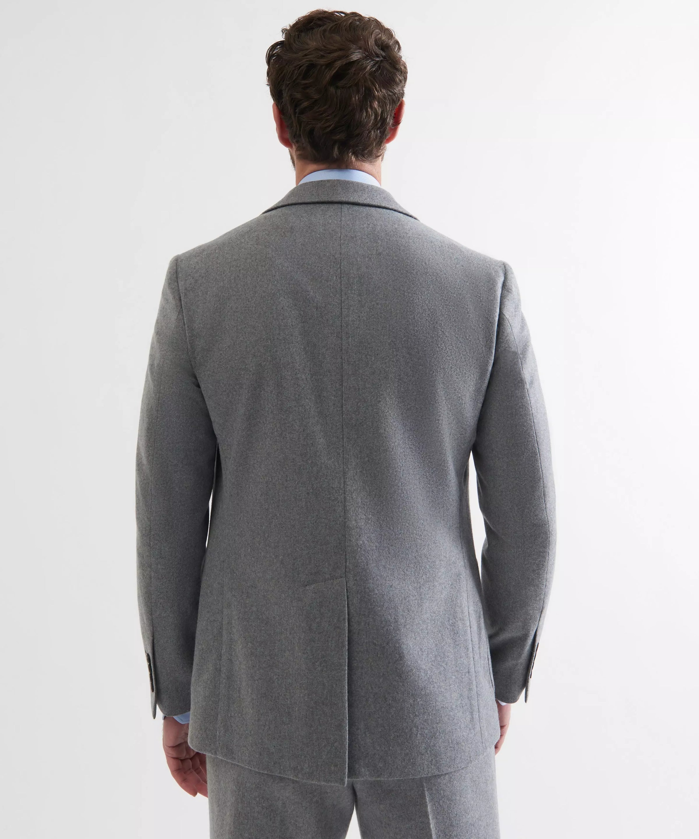 Grey Tailored Fit Merino Wool Unstructured Jacket