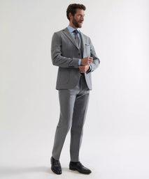 Grey Tailored Fit Merino Wool Unstructured Jacket