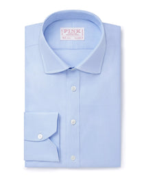 Pale Blue & White Tailored Fit Puppytooth Formal Shirt