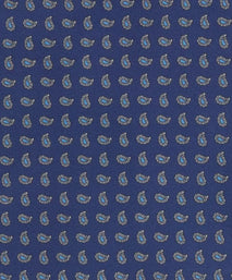 Navy & Blue Small Paisley Motif Silk Printed Tie
